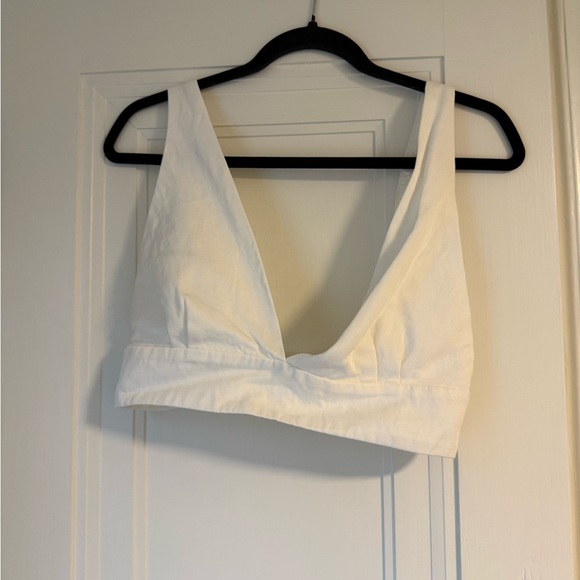 Sandro Women's White Pleated Crepe Bra Top - Picture 2 of 5